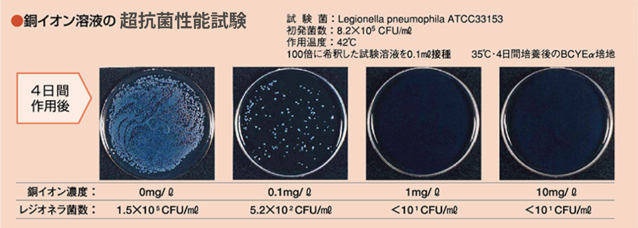 銅イオン液の超抗菌性能試験